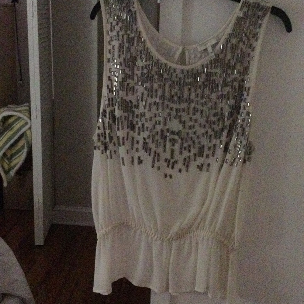 Joie Cream Beaded Sleeveless Camisole